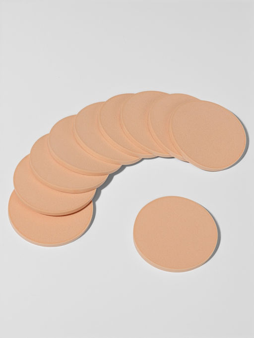 Спонжи для макияжа, 10 шт., d=8 см, бежевые