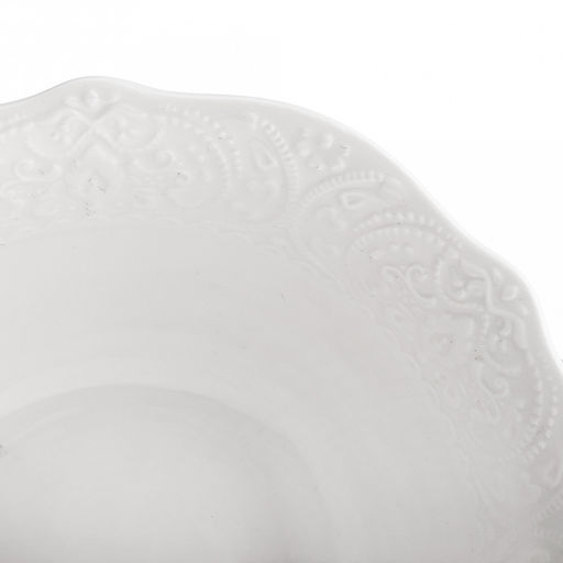 "Русь" Салатник фарфоровый 580мл, д15,7х7,3см, белый, рельефный декор, волнистый край (Китай)