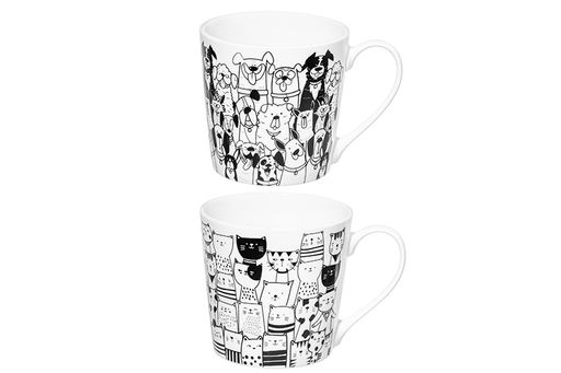 Набор 2 кружек 400 мл 12,5*9,5*9 см Коты и собаки фарфор NEW BONE CHINA - Elan gallery фото 4