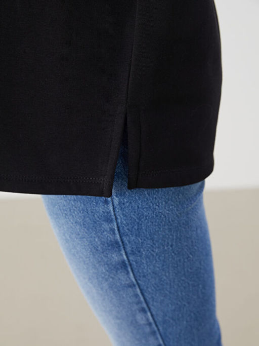 Bisiklet Yaka Oversize Kad?n Kal?n Sweatshirt Tunik