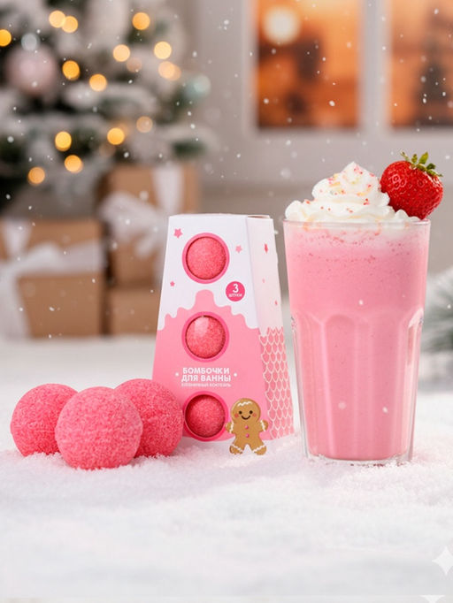Бомбочки для ванны, аромат клубничный коктейль, набор 3 шт. ? 40 г, URAL LAB