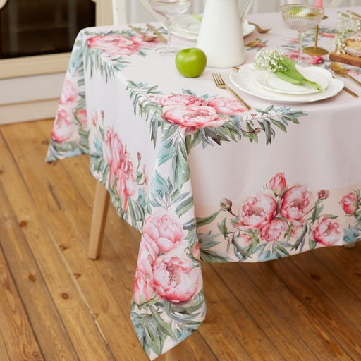 Скатерть Доляна Рeonies flowers 145*180 +/- 3 см, 100% п/э  фото 3