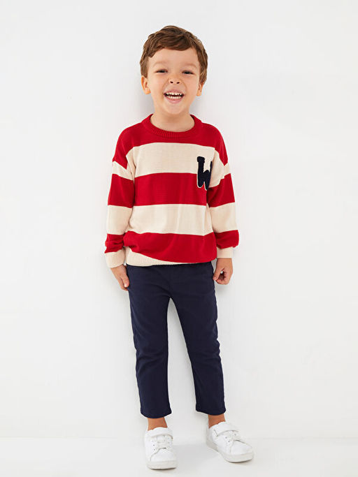 Bisiklet Yaka Uzun Kollu ?izgili Erkek Bebek Triko Kazak - Waikiki фото 2