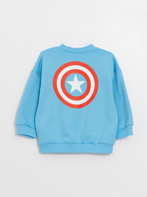 Bisiklet Yaka Uzun Kollu Captain America Bask?l? Erkek Bebek Sweatshirt - Waikiki фото 3