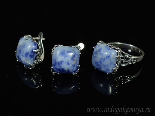 Кольцо Серьги с лазуритом размер 19