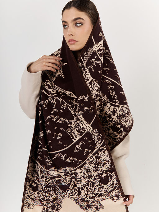 в составе ШЕРСТЬ  и КАШЕМИР Большой, мягкий, теплый  двусторонний палантин - Tantino фото 6