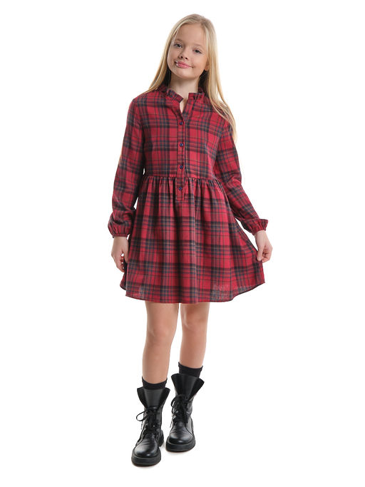 Платье для девочки нарядное детское праздничное UD 8077 красная клетка - Mini maxi фото 4