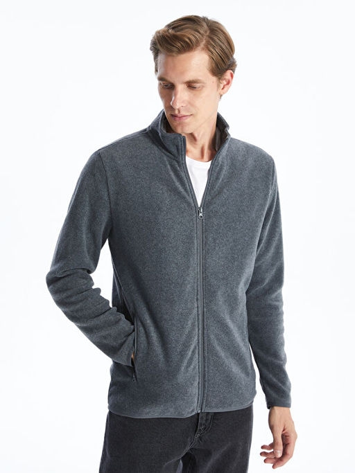 Dik Yaka Uzun Kollu Polar Erkek Fermuarl? Sweatshirt