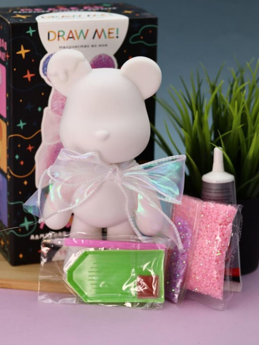 Алмазная мозаика на фигурке Draw Me! Pink bear, (14*9.5*23 см)