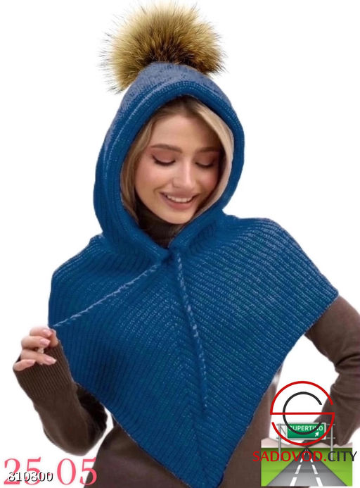 Женская шапка с натуральным помпоном - Bruno фото 7