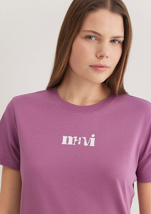 Mavi Bask?l? Pembe Tisort фото 6