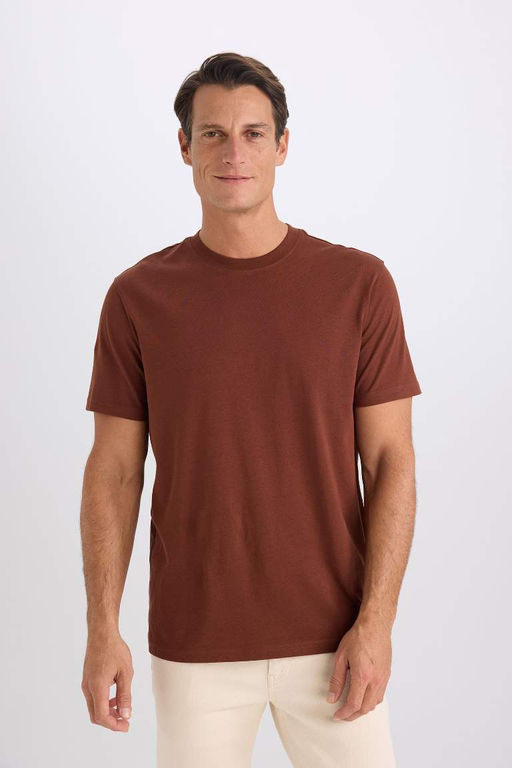 New Regular Fit Bisiklet Yaka Basic Duz K?sa Kollu Tisort - Defacto фото 2