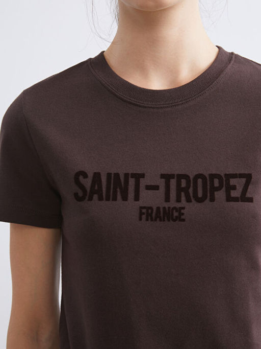 Bisiklet Yaka Nak??l? Kad?n Ti??rt