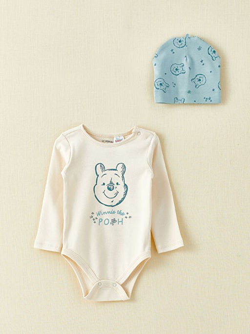 Bisiklet Yaka Uzun Kollu Winnie the Pooh Bask?l? Organik Pamuklu Erkek Bebek 3l? Tak?m - Waikiki фото 2