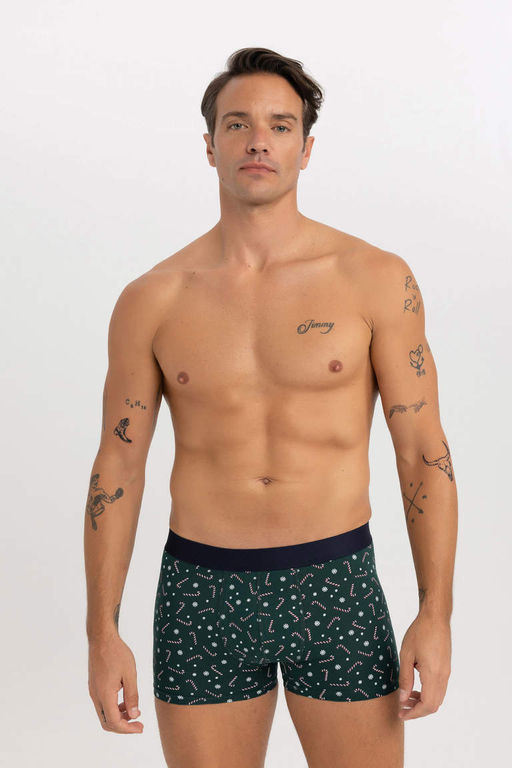 Новогодние боксеры-тройки стандартного кроя с тематикой Нового года - Defacto фото 5