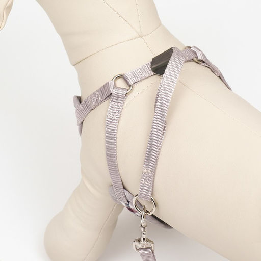 Комплект амуниции с мягкой шлейкой, поводок 120 х 1 см, ОГ 34-58 см, синяя клетка - Пижон фото 4