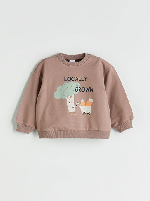 Bask?l? Erkek Bebek Sweatshirt ve E?ofman Alt 2li