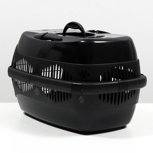 Переноска для животных до 12 кг Пижон 49х33х32см, металлическая дверь, черная  фото 3