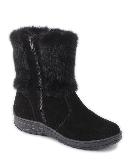 Унты женские на литой подошве. Черные., Черные. Замша. Короткие. Молния.