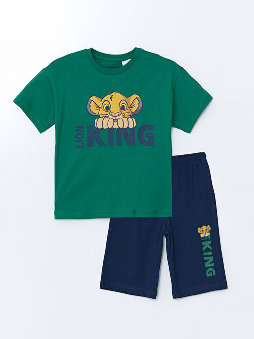 Bisiklet Yaka Aslan Kral Bask?l? Erkek ?ocuk Pijama Tak?m