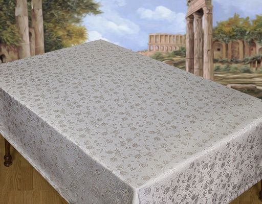 Скатерть арт. 13000/3/120, МАЛЕНЬКАЯ РОЗА, цвет ТЕМНЫЙ БЕЖ, тефлоновая скатерть, размеры 120 см х 160 см, КРАЙ - ПОДГИБКА И ПРОШИВКА