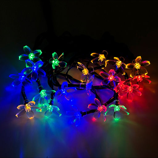 Электрогирлянда 3м, 20 ламп Цветочки, цветная
