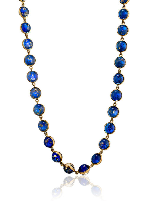 Необычное ожерелье с ярко-синим балтийским янтарём Сорбонна