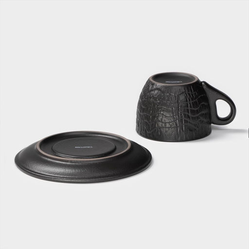 Цена за 6 шт. Чайная пара Magistro Black style, 2 предмета: чашка 200 мл, блюдце d=14,5 см, фарфор, чёрная