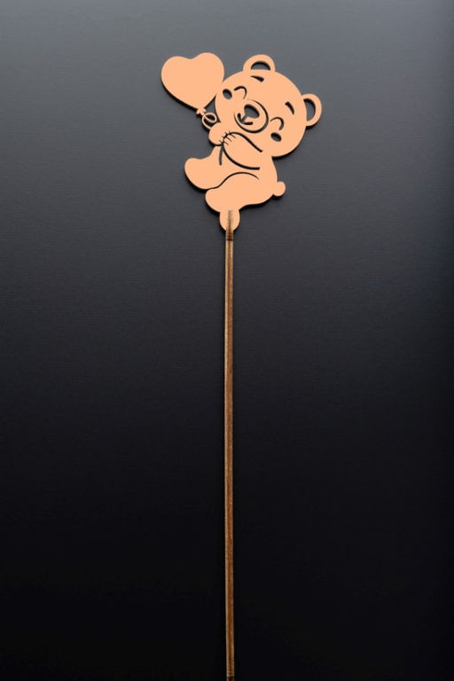 Топпер 5 шт "Мишка с сердцем" №49, персиковый, фанера (72*80*4 мм)