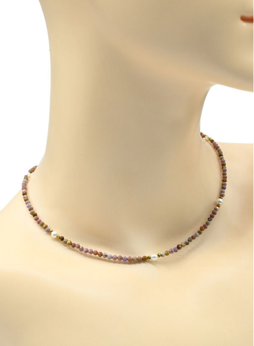 Чокер из фосфосидерита шарик гр.3мм, вставка майорка шарик 4мм, 39см