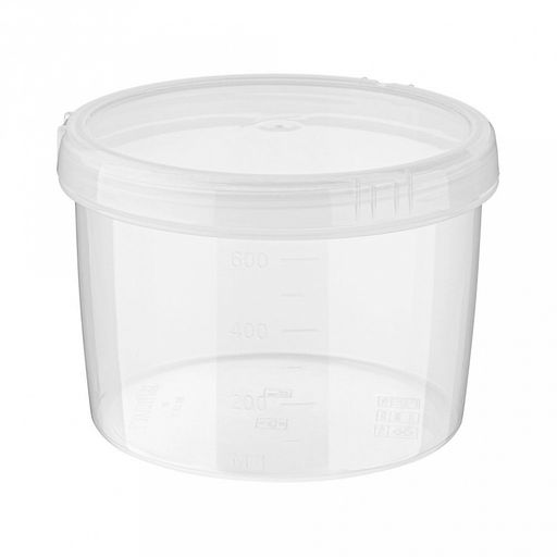 Банка для сыпучих продуктов пластмассовая 0,75л "Твист", д13см, h9см, закручивающаяся крышка, с мерным делением, прозрачный, Phibo (Россия)