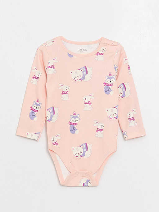 Bisiklet Yaka Uzun Kollu Bask?l? K?z Bebek ??t??tl? Body 2li - Waikiki фото 2