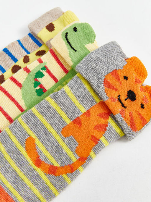 Bask?l? Erkek Bebek Soket ?orap 3l? - Waikiki фото 3