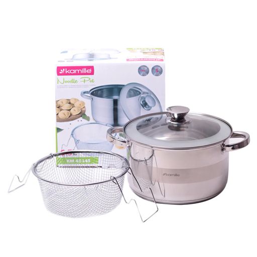 Набор посуды 3 пр(кастрюля с крышкой 6.5л; вкладка дуршлаг для макарон) из нерж стали (5625S) /KAMILLE/
