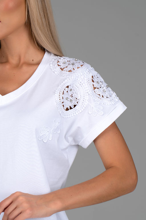 Футболка Нинель (белый/кружево) - Эльза фото 3
