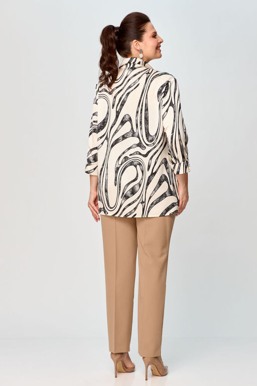 Блуза Элль стиль 2288а кремовый, черный принт  фото 9