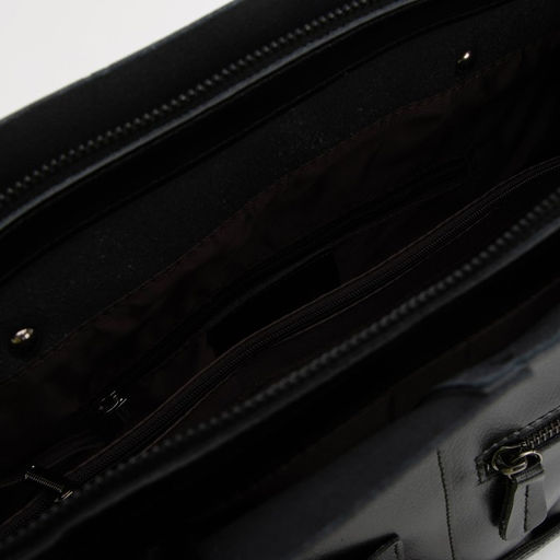 Сумка-тоут на молнии, 3 наружных кармана, длинный ремень, цвет чёрный - Simaland фото 3