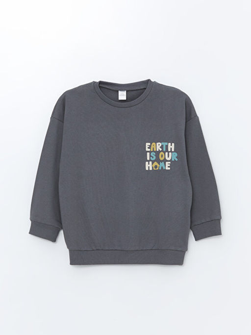 Bisiklet Yaka Bask?l? Erkek Bebek Sweatshirt ve E?ofman Alt 2li Tak?m - Waikiki фото 2
