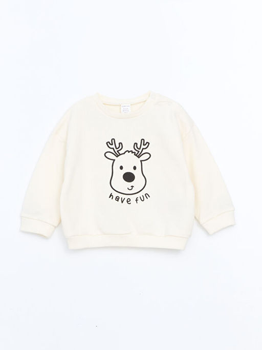 Bisiklet Yaka Bask?l? Erkek Bebek Sweatshirt ve E?ofman Alt 2li - Waikiki фото 2