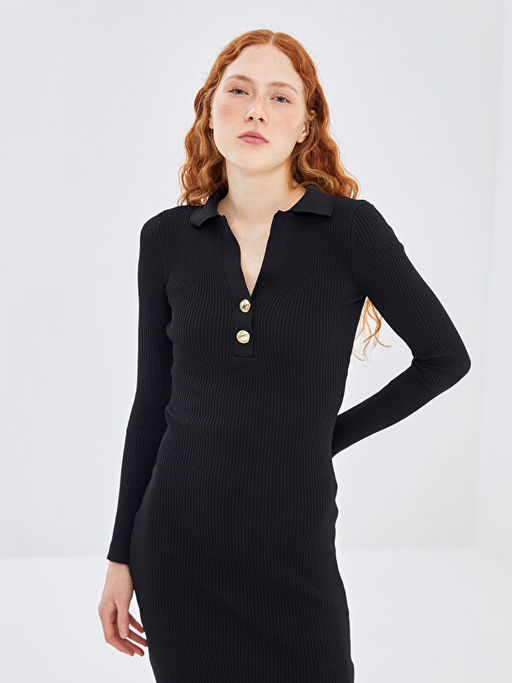 Polo Yaka Kad?n Triko Elbise