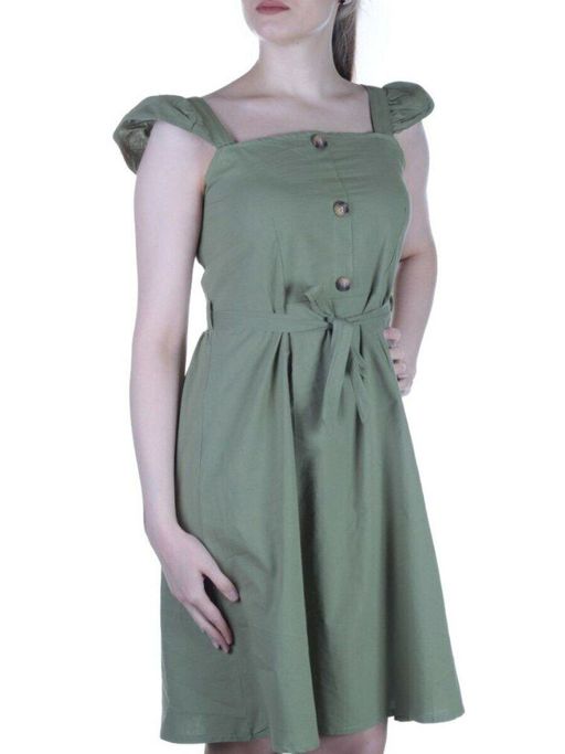 826 GREEN Платье хлопковое с поясом Fashion
