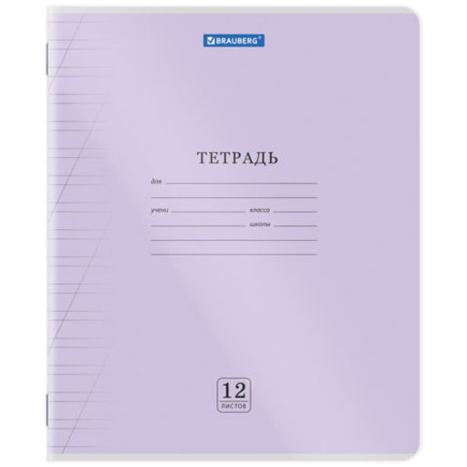 Цена за 5шт. Тетрадь обложка пластик (прозрачный) 12 л., косая линия, BRAUBERG "Smart Cover", АССОРТИ (в спайке), 405024