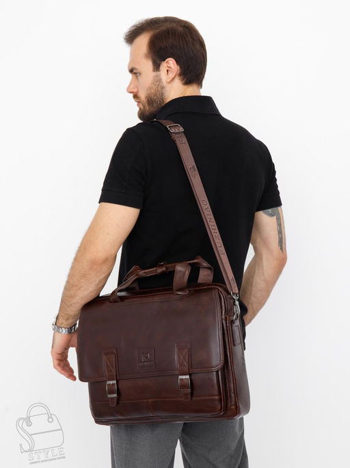 Портфель мужской кожаный 816XXL brown Fuzhiniao