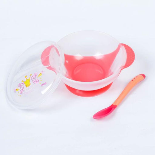 Тарелка M&B «Наша принцесса» 350 мл, на присоске, в наборе крышка, ложка, розовая