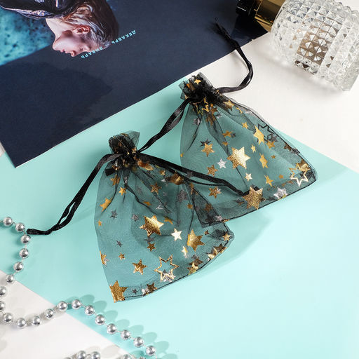 Цена за 100 шт. Мешочек подарочный Звёздный дождь, 10x12, цвет чёрный с золотом - Simaland фото 3