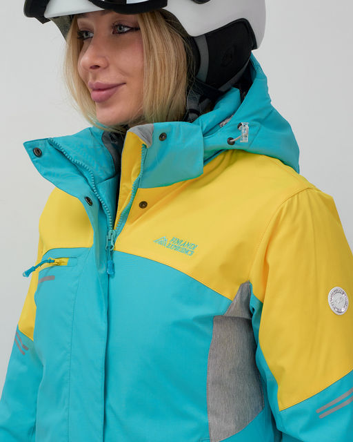 Горнолыжный костюм женский зимний бирюзового цвета 02810Br