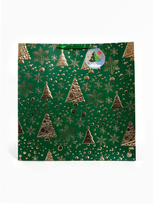 Пакет подарочный с шильдиком «Новогодний», 40 × 40 × 20 см, тиснение, конгрев, 3D-эффект