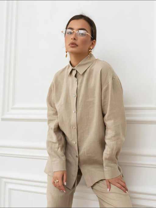 Брюки женские Лён Бежевый - Modamica фото 30