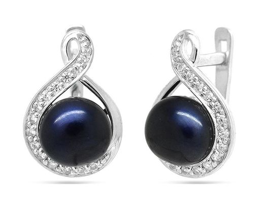 Серьги из серебра жемчуг, см080ч