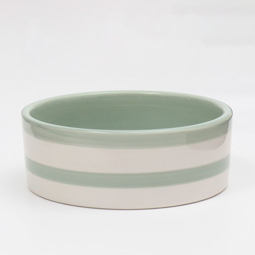 Миска керамическая След 300 мл 12,5 x 4,5 cм, серо-зелёная в белую полоску - Пижон фото 2